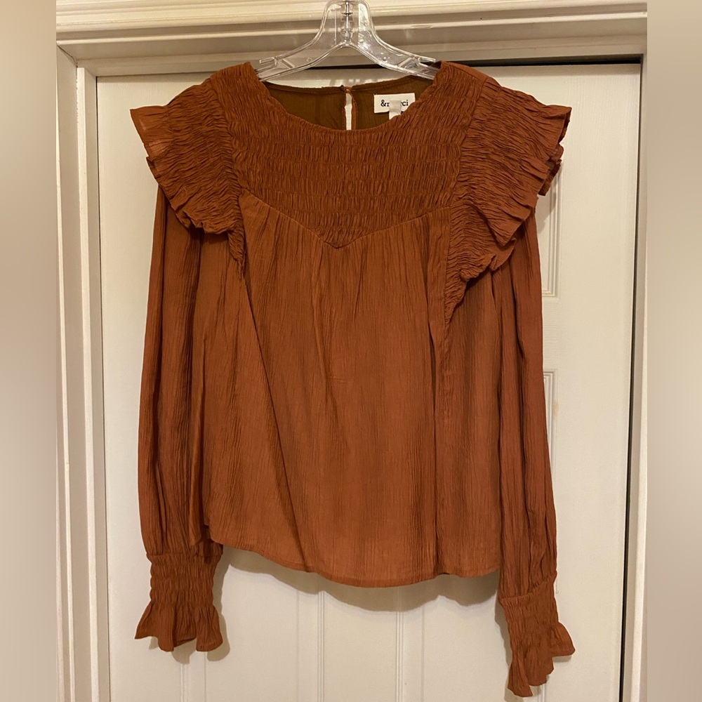 &merci Women’s Long Sleeve Tunic Top. Size large. Color rust orange